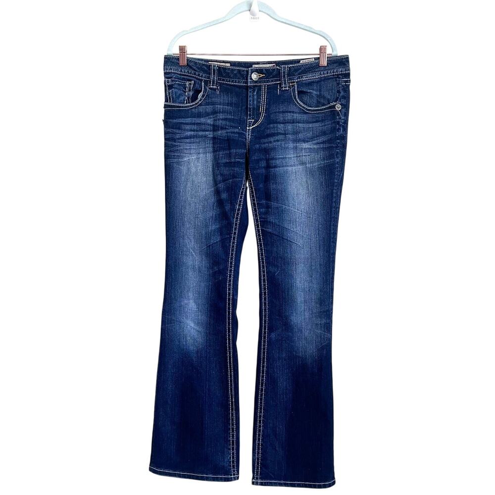 Mek Denim Womens Boot‎ Cut Jeans 31X34 (33X33.5) Dark Wash Low Rise Western